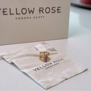 Yellow Rose by Kendra Scott Elyse Vintage Gold Etch Frame Band Ring Size 6 NWT